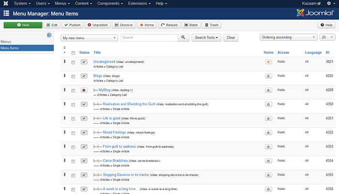 Once created, you'll find your new menus in the Menu Manager